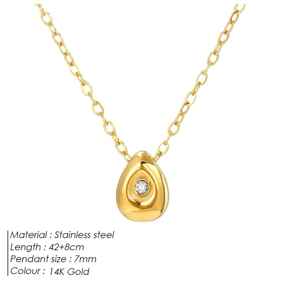 14k Gold‎ Stainless Steel Tarnish Proof Teardrop Minimalist Diamond Simulate